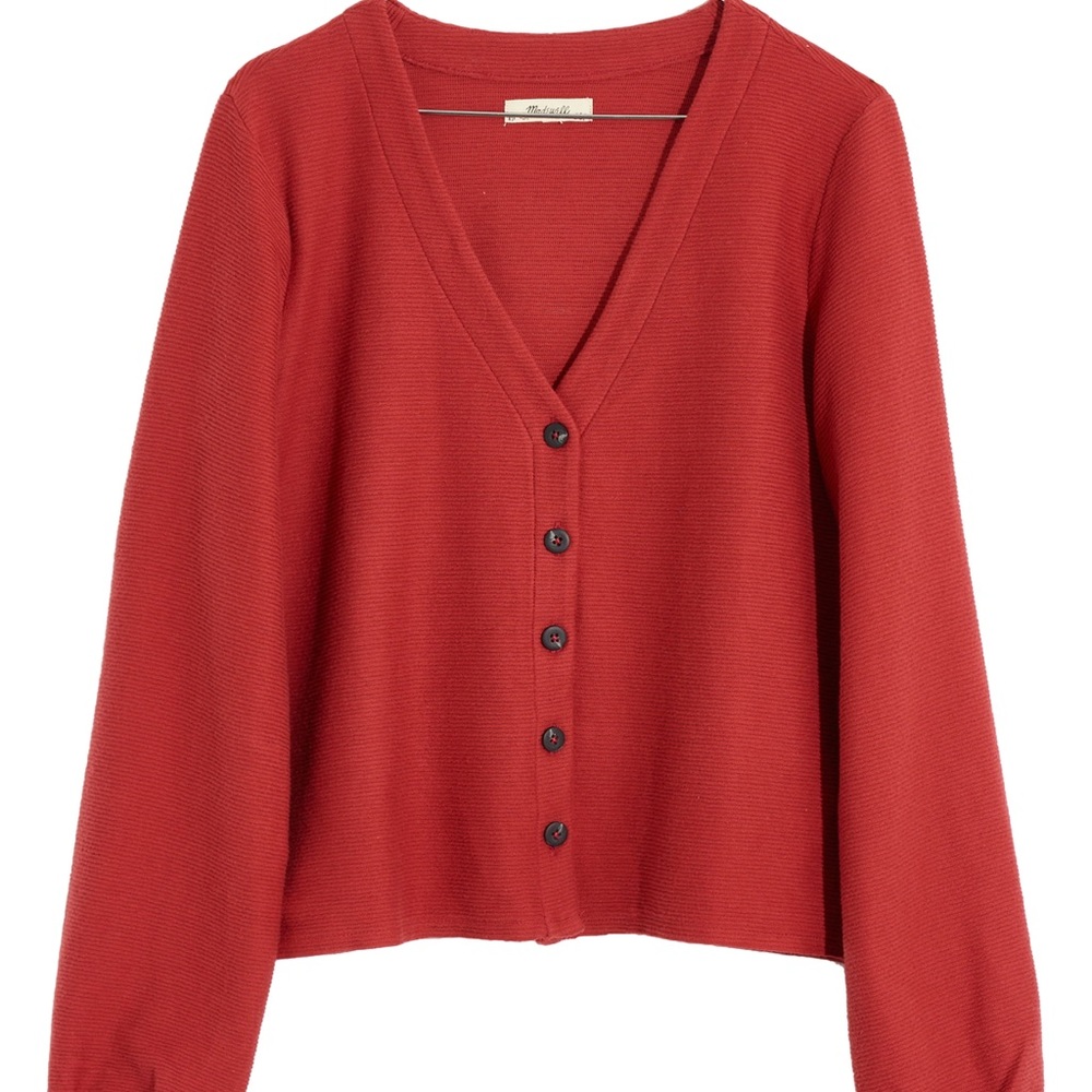 Madewell Texture & Thread Bubble-Sleeve Cardigan Top XXS - Picture 1 of 8
